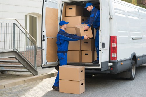 Removal van ready for moving in Paddington street