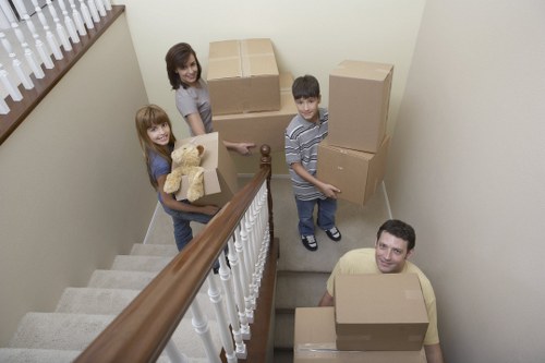Packed boxes and furniture ready for a Paddington relocation